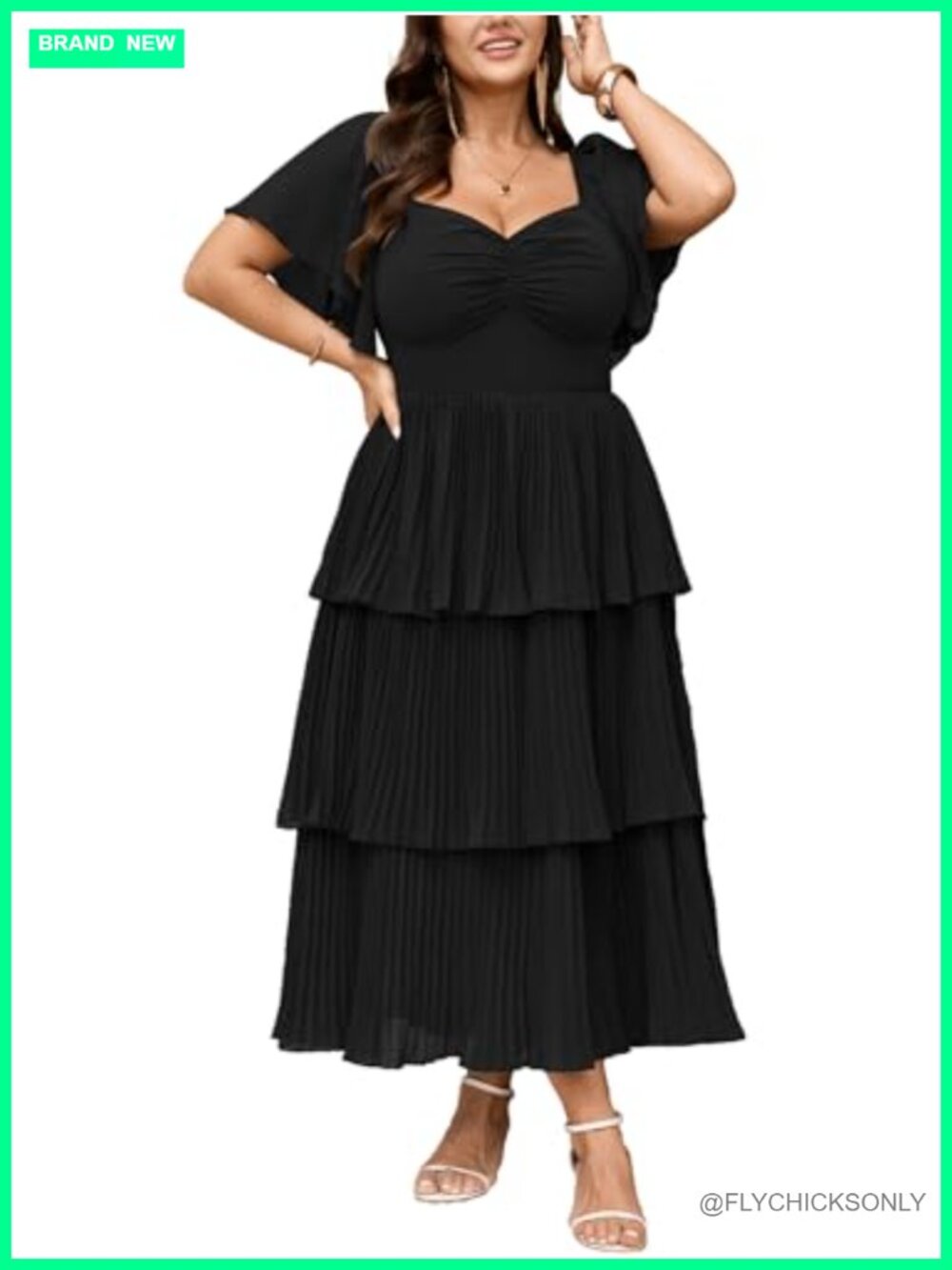 Plus Size Formal Wedding Guest Maxi Dress Chiffon Tiered Pleated Evening Party